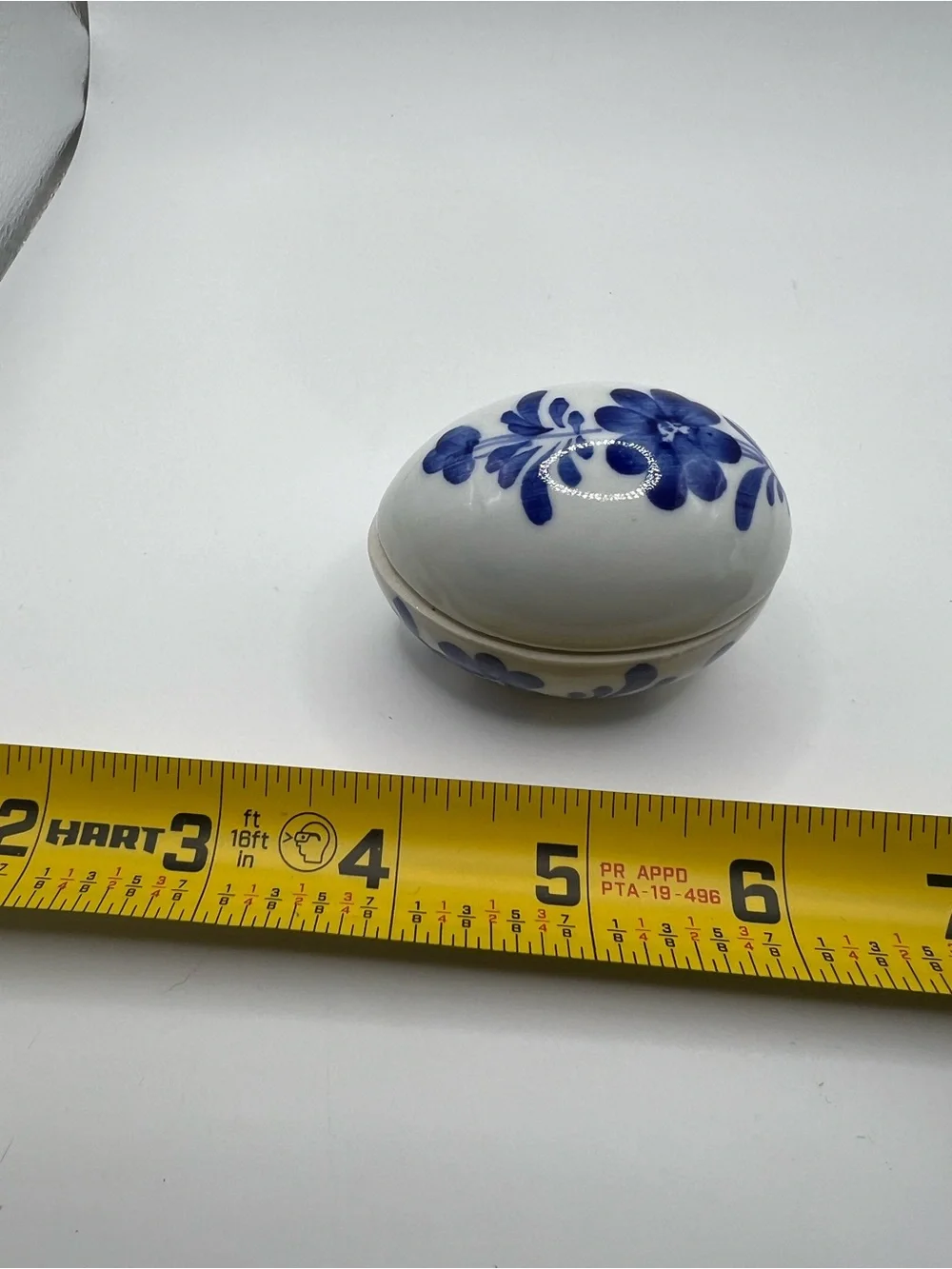 White and Blue Floral Ceramic Trinket Box
